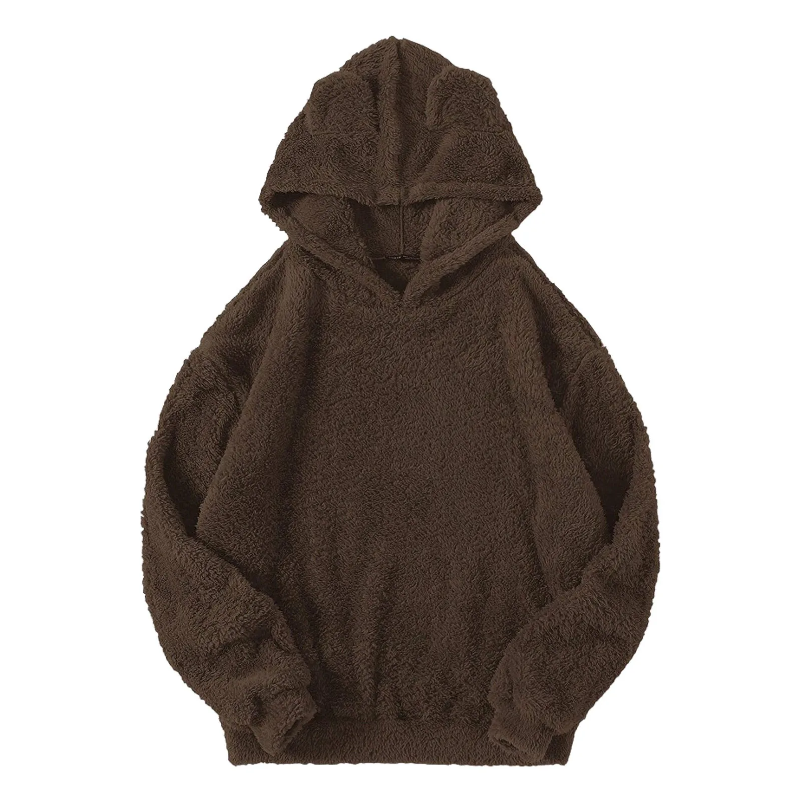 Women New Cute Rabbit Ear Hooded Solid Color Fleece Thick Warm Autumn And Winter Comfortable Fashion Casual Oversize Sweatshirt