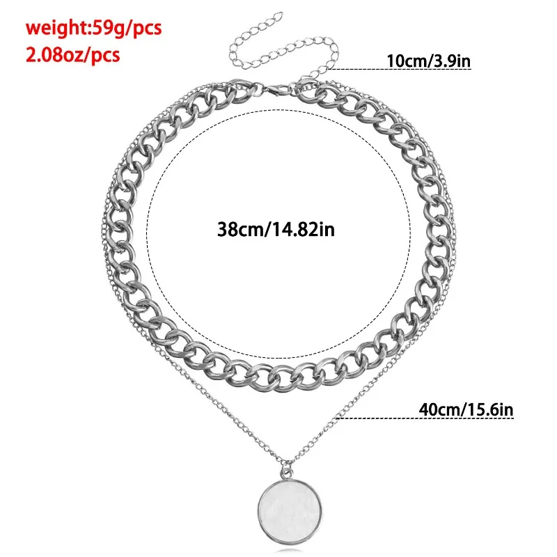 Charms Plata De Ley 925 Double Geometric Circle White Fritillaria Pendant Choker Female Metal Coarse Aluminum Chain Jewelry 2025