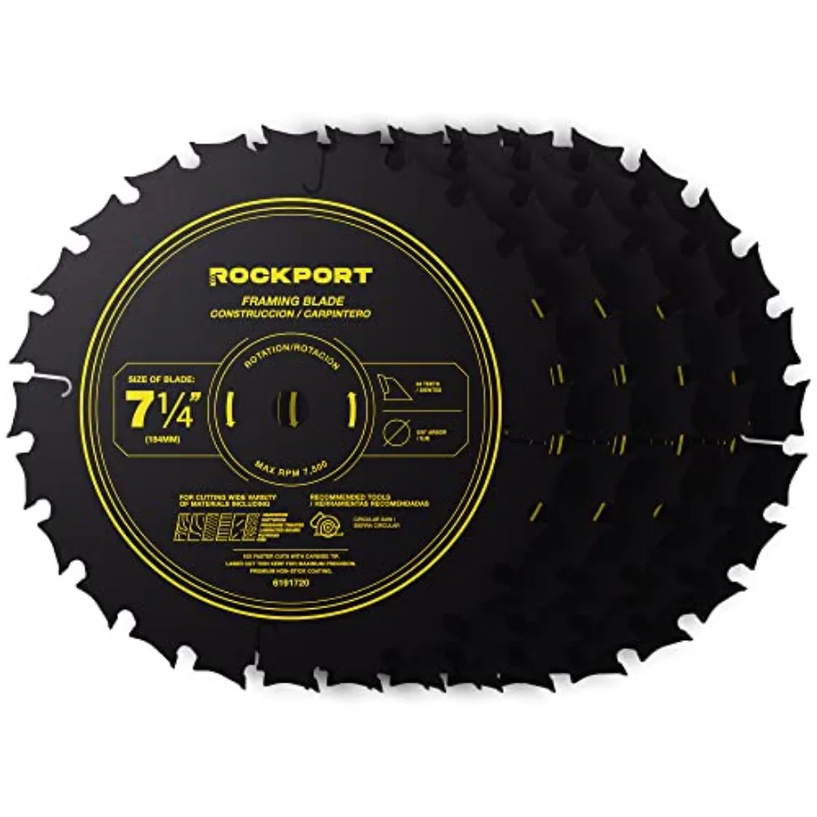 

7 1/4 Circular Saw Blade 24T - 5 Pack Circular Saw Blades 7 1/4 inch Multipurpose Carbide-Tipped Skill Saw Blade with 5/8" Arbo