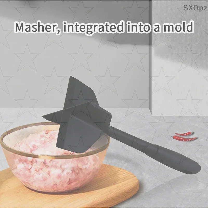 Picadora de carne antiadherente, herramienta trituradora de hamburguesas resistente al calor para carne molida, tomate, patata, pala trituradora mezcladora