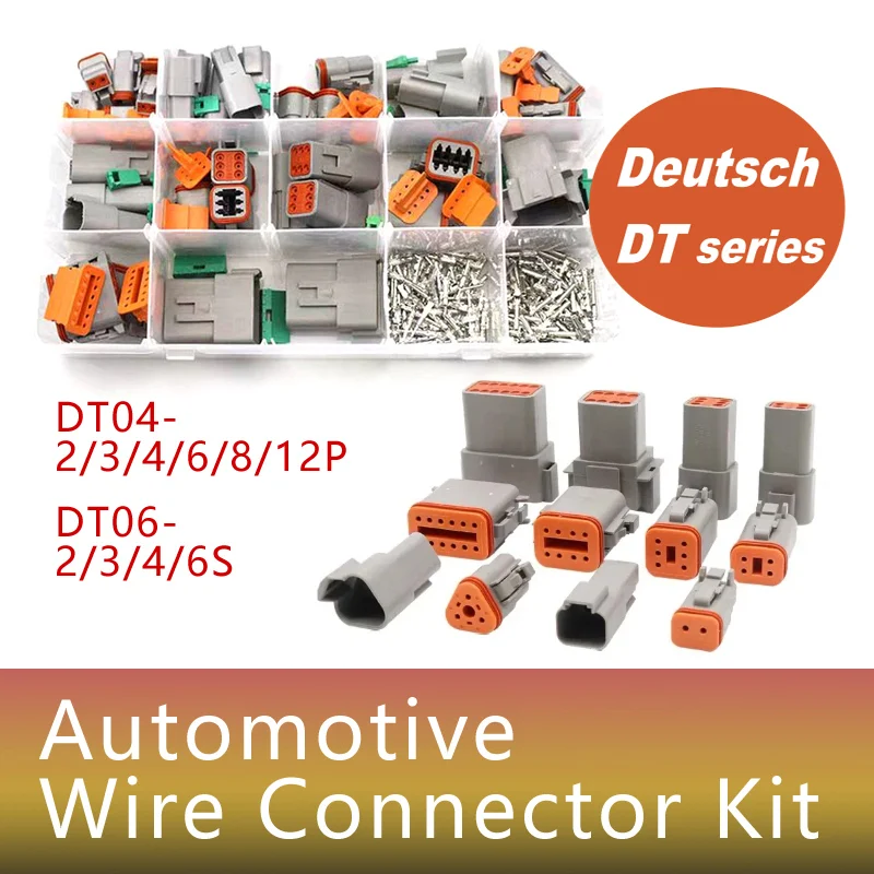 

1/5/10Sets DT series Waterproof Wire Deutsch Connector Kit DT06-2/3/4/6S DT04-2/3/4/6/8/12P Automotive Sealed Plug with pins box