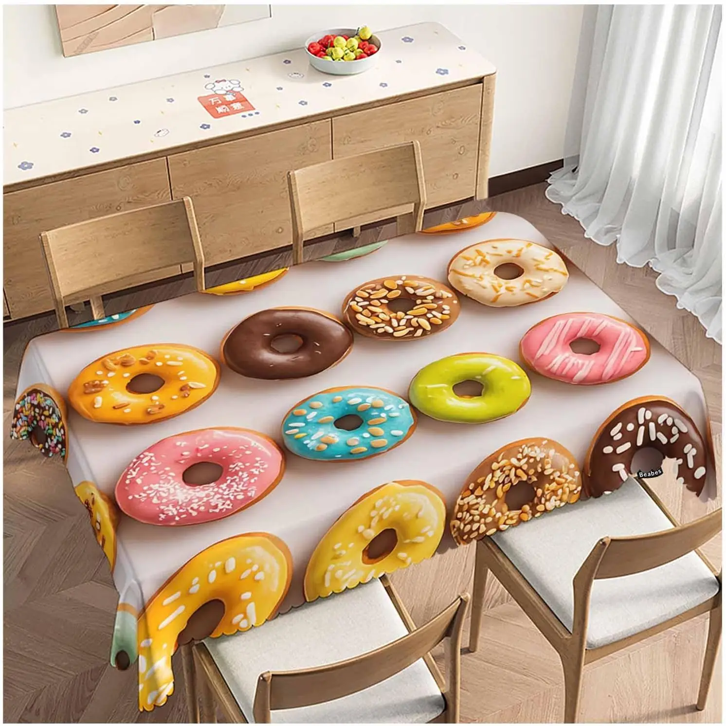 Diner Tablecloth Cute Donut Pattern Kitchen Dining Table Cover Napkin Cloth Decoration Print