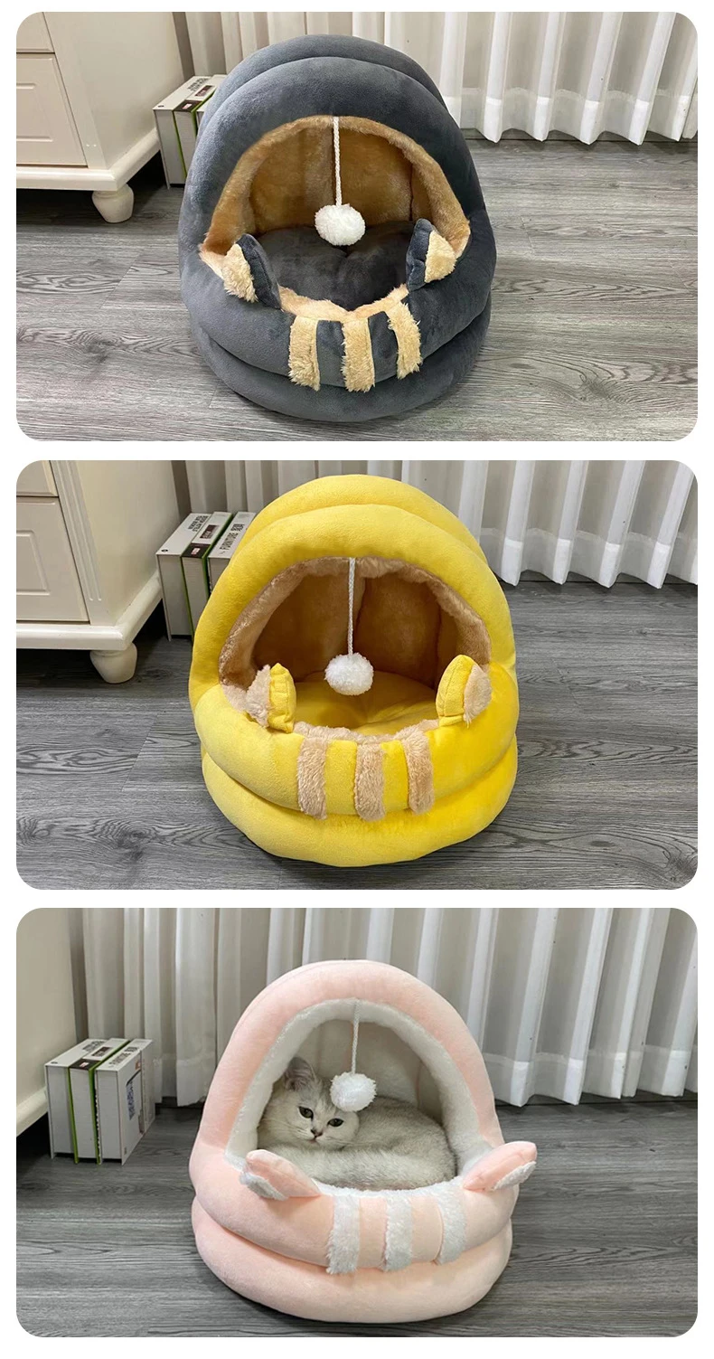 Cat Bed House Kennel Nest Round Pets Sleeping Cave Kitten Beds Pet Basket Cozy Kitten Lounger Cushion Cat House Tent Dog House