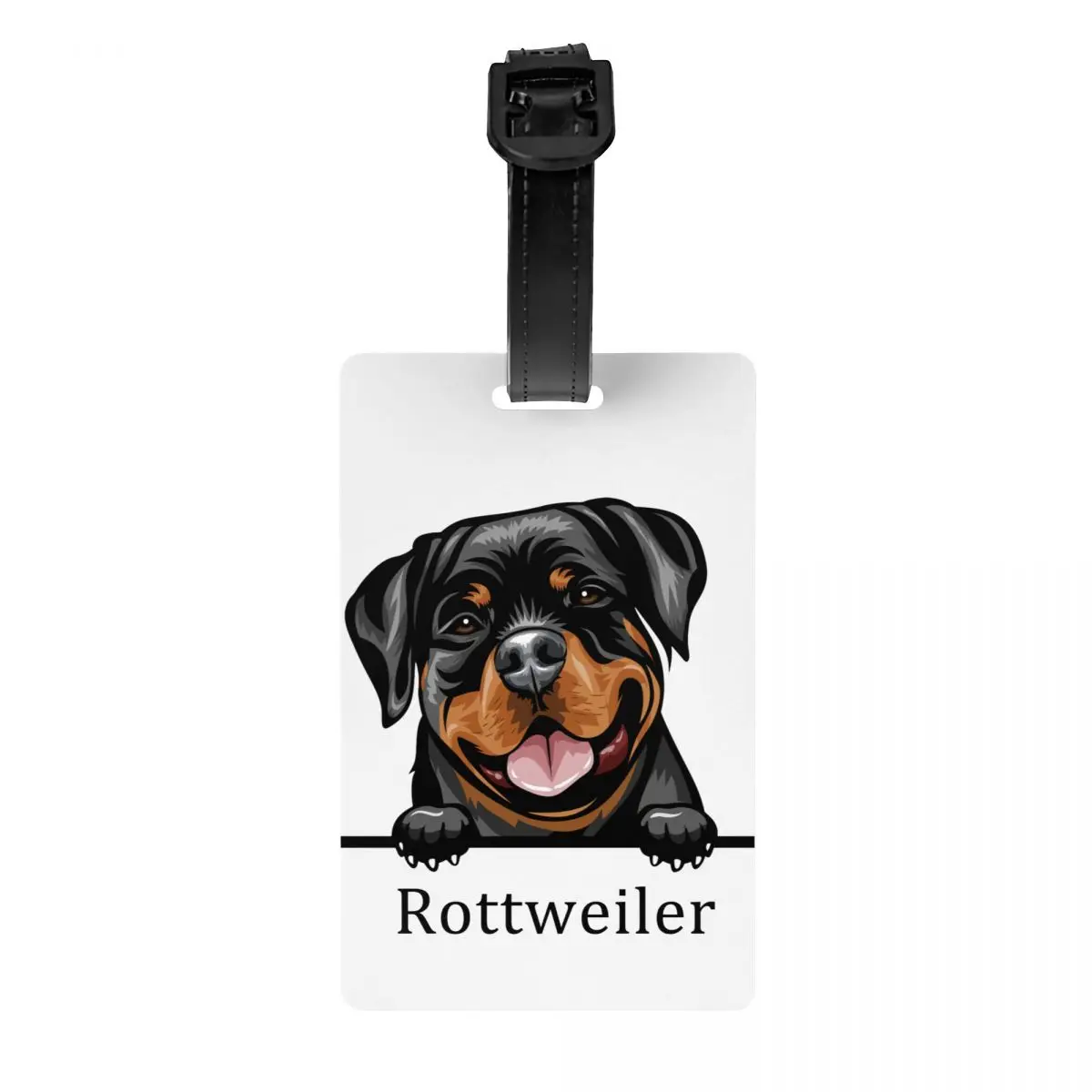 Custom Rottweiler Dog Luggage Tag With Name Card Pet Animal Privacy Cover ID Label for Travel Bag Suitcase