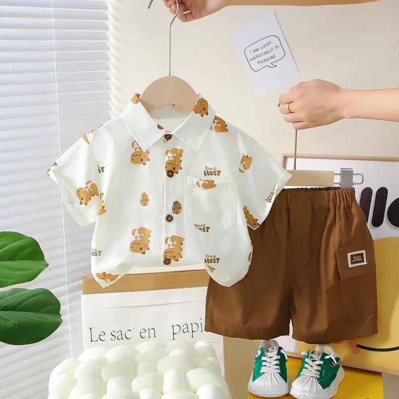 

New Summer Fashion Baby Clothes Set Children Boys Cartoon Shirt Shorts 2Pcs/Sets Kids Clothing Toddler Costume Infant Tracksuits