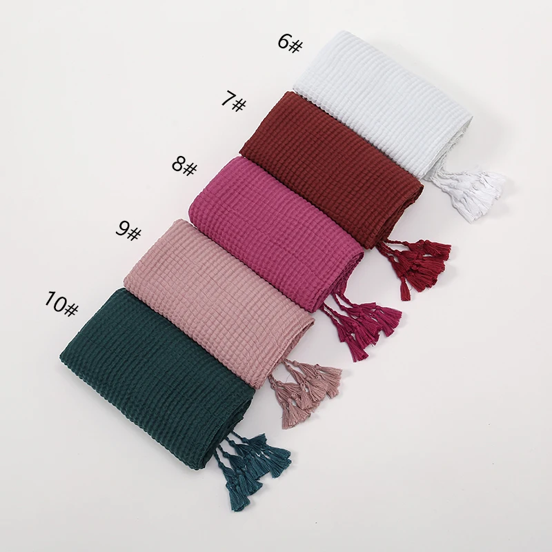 Women Muslim Crinkle Hijabs Scarf Femme Musulman Soft Cotton Headscarf Islamic Hijab Shawls Wraps Head Scarves Headband Turban