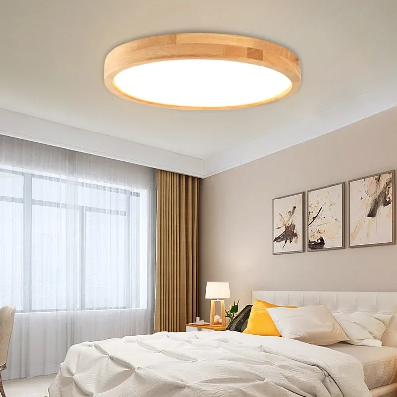 Nordic Ultra-thin Ceiling Lamp Wooden Lights 23/30/40/50CM For Bedroom Living Room Balcony Study Corridor LED Lighting Fixtures