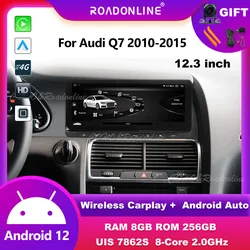 Android audio For Audi Q7 2010-2015 Android 14 8+256G wireless carplay intelligent car system android screen for car multimedia