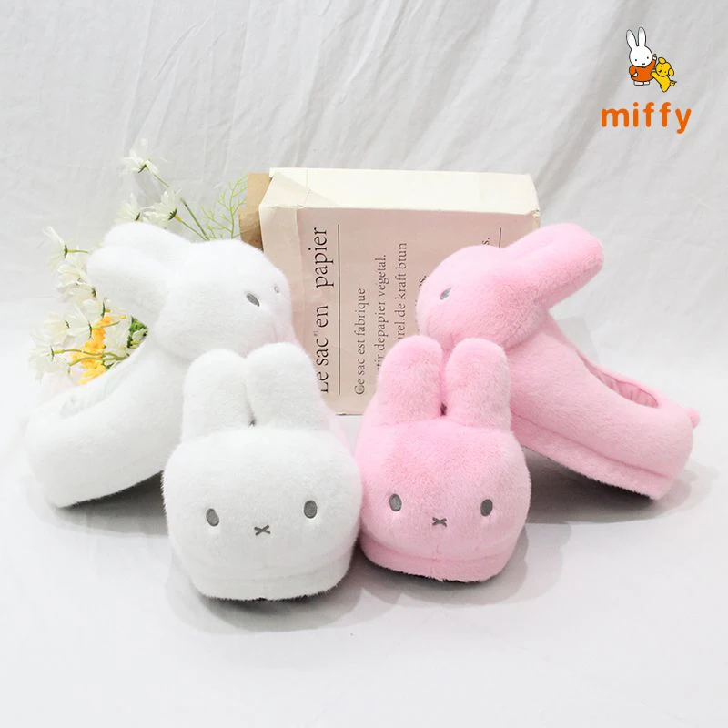 

Cute Miffy Cotton Slippers Comfortable Couple Style Plush Indoor Home Shoes Thick Soled Slippers Anime Accessories Birthday Gift