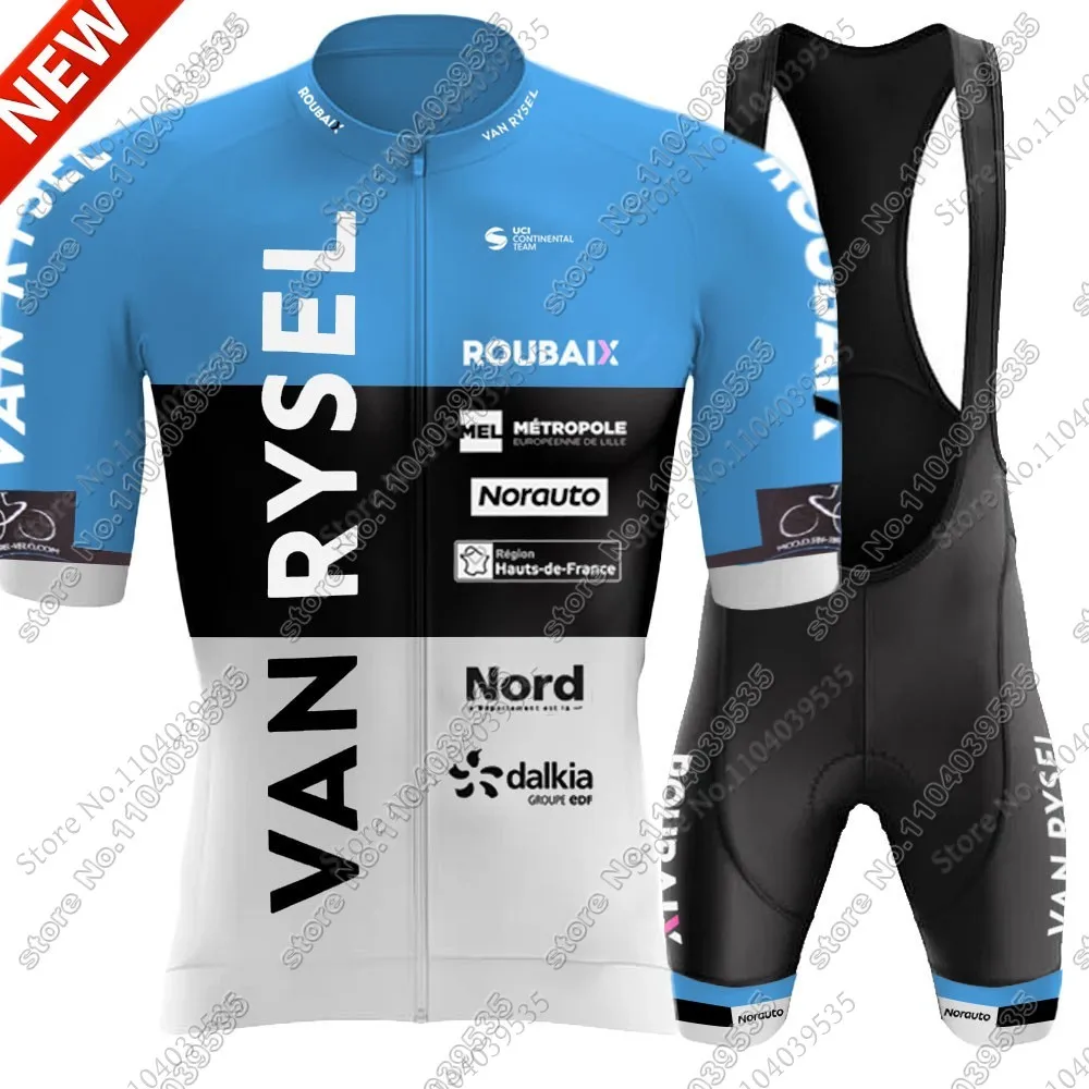 Conjunto de ropa de ciclismo de Van rysel-roubaix para hombre, camisetas de manga corta para bicicleta de carretera, traje de pantalones cortos para MTB, Maillot, Francia, 2024