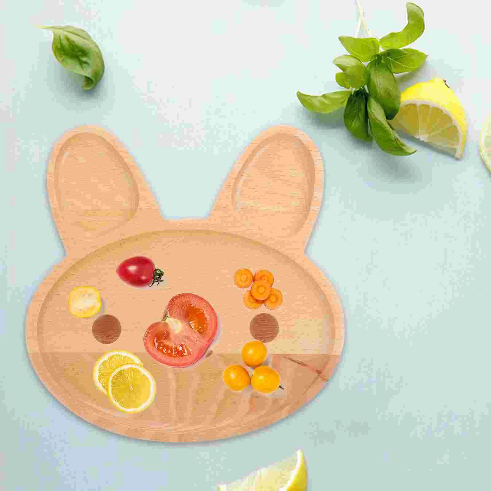 

Rabbit Tray Dinner Plate Serving Dish Wooden Front Food Plating Plates for Dishes Server Baby Kit Cheese