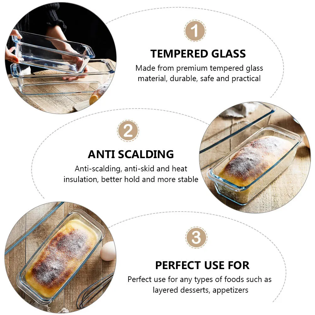 Bandeja para hornear de vidrio templado, plato Rectangular para el hogar, cristalería transparente, plato para servir resistente al calor para ensalada, fruta, Pasta y 1 Uds.