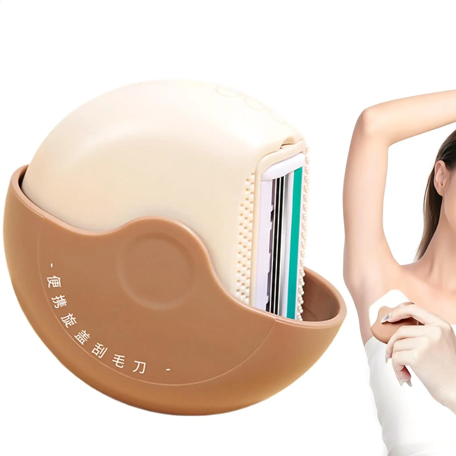 女性用フェイシャルカミソリ-ポータブル3層トリマー-回転カバー付き-紳士用ひげ剃り器-顔、脇、腕、脚、家庭用