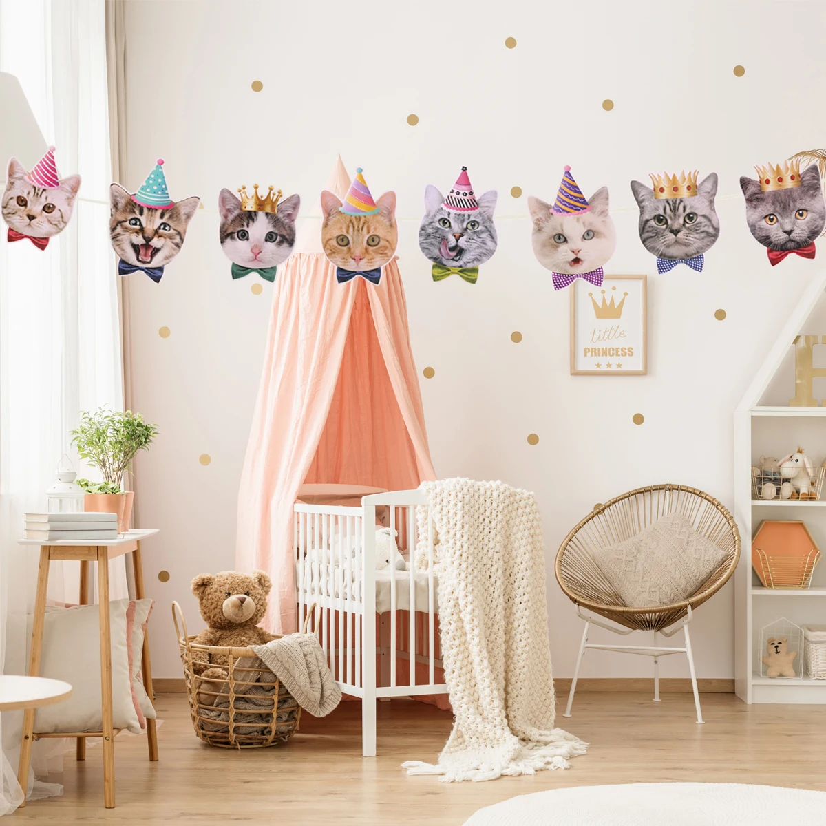 Pet Cats Theme Bunting Banner Pull Wall Flags Happy Birthday Party Decoration Garland for Cat Birthday Decoration Supplies