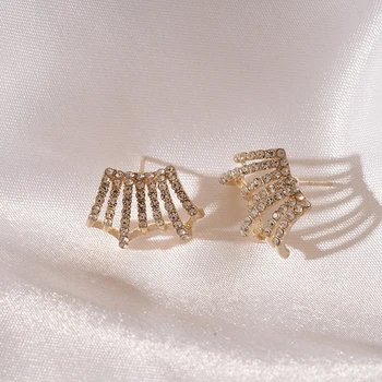 Boucles d'oreilles multicouches en forme de C pour femmes, délicates, à la mode, incrustées de strass, accessoires de fête