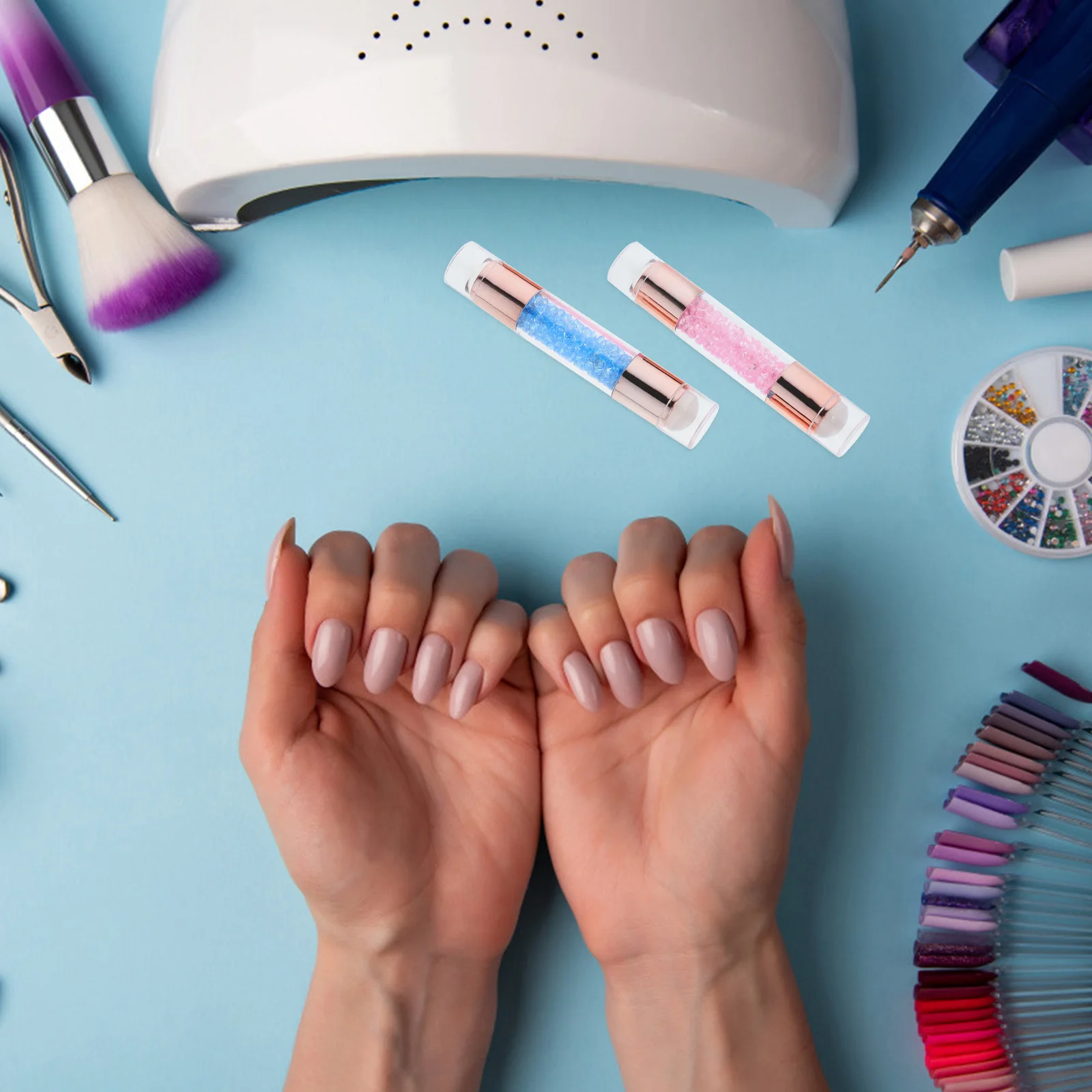 2pcs Double Headed Small Seal Transparent Milky White Electric Plating Drills Nail Tools Manicure Stamper Nail Seal DIY Tool