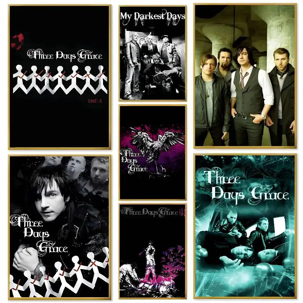 Three Days Grace Band Poster HD wasserdichte Wanddekoration für Wohnzimmer, Schlafzimmer, Bar
