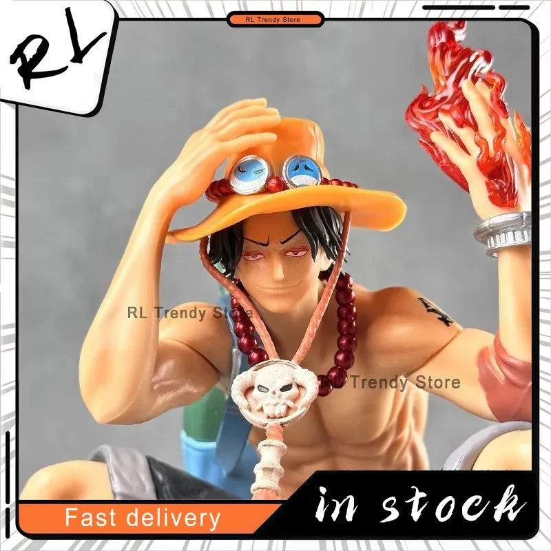 34 センチメートルワンピースポートガス·D·エース炎フィギュア双頭漫画モデル像コレクションデスクトップ装飾品ギフト