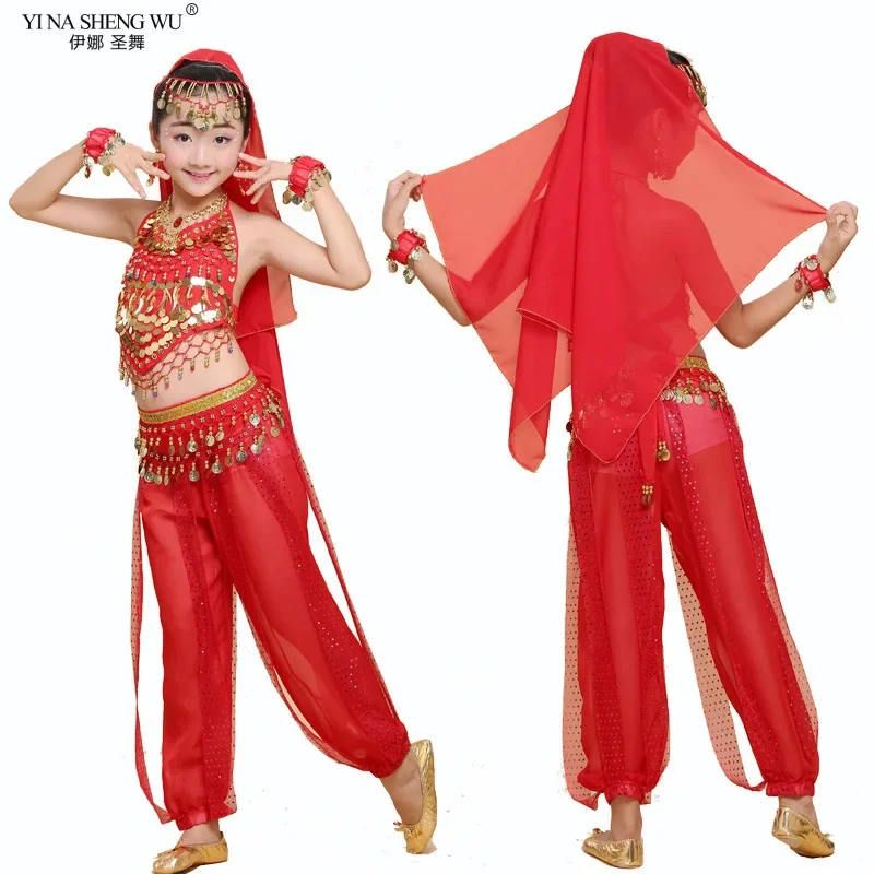 Zestaw do tańca brzucha, taniec ludowy indyjski, kostium dla dzieci i dorosłych, strój na występy sceniczne, spodnie, garnitur dla dzieci, na Dzień Dziecka, imprezę, pokaz
