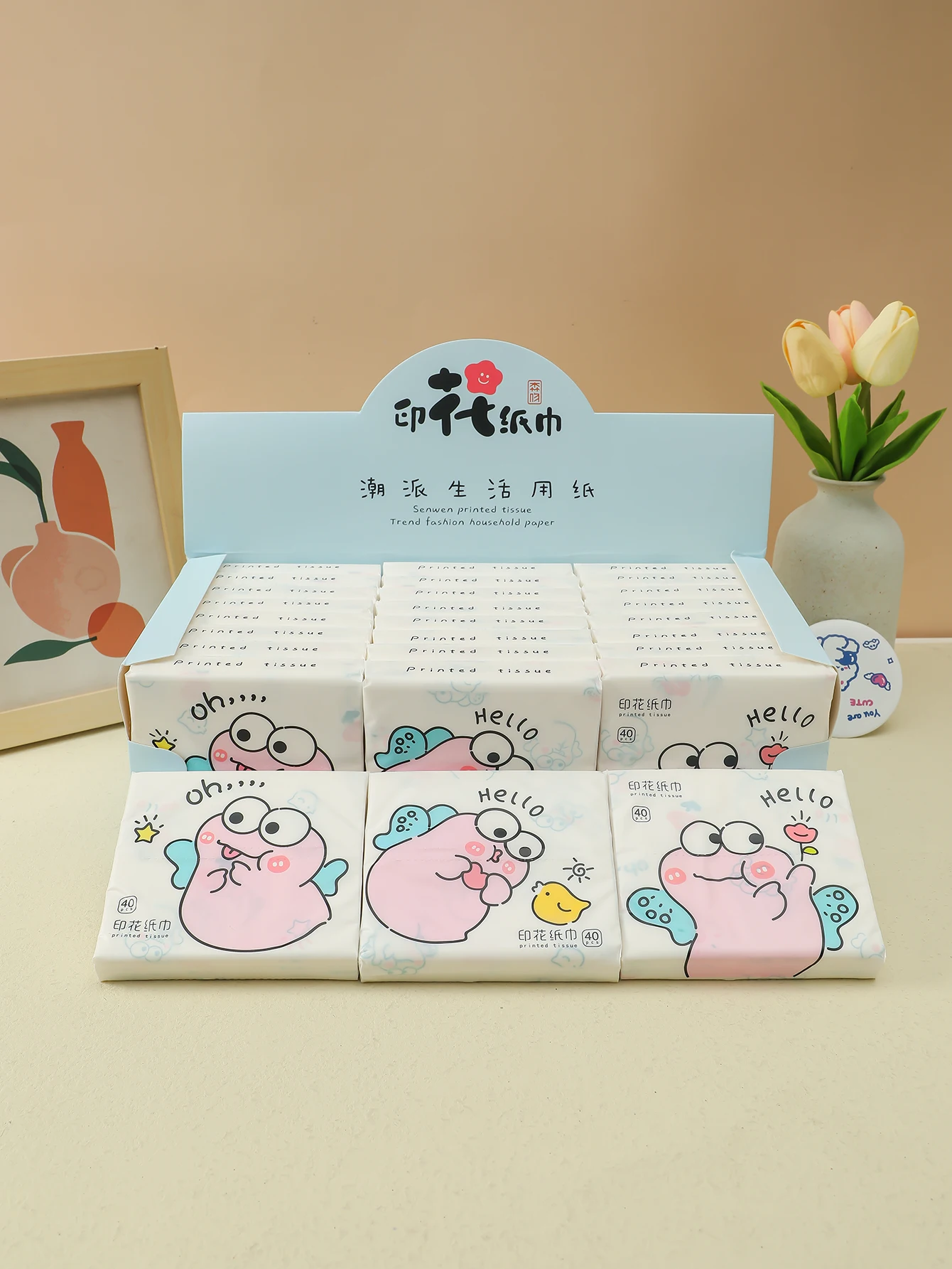 3Pcs/pack of playful Bee color cartoon printed mini tisssues, suitable for daily life clean portable style