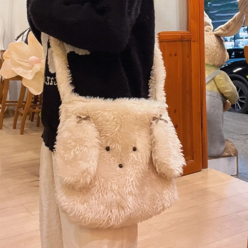 Faux Fur Crossbody Bag Ladies Winter Handbag Fluffy Plush Sqaure Shoulder Bag 2024 Women's Tote Bag