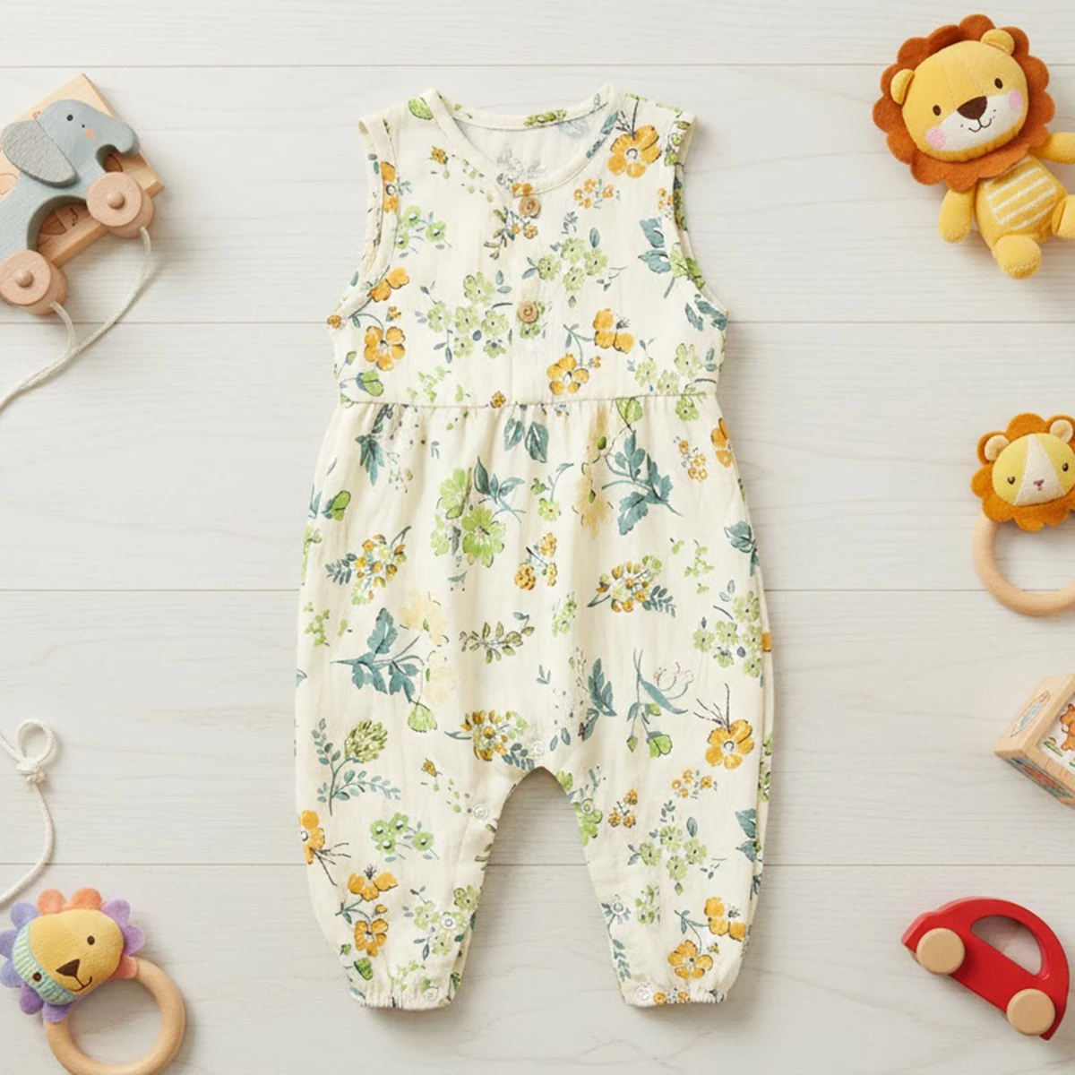 

Baby Girls Flower Rompers Sleeveless Toddler Jumpsuits Print Clothing Summer