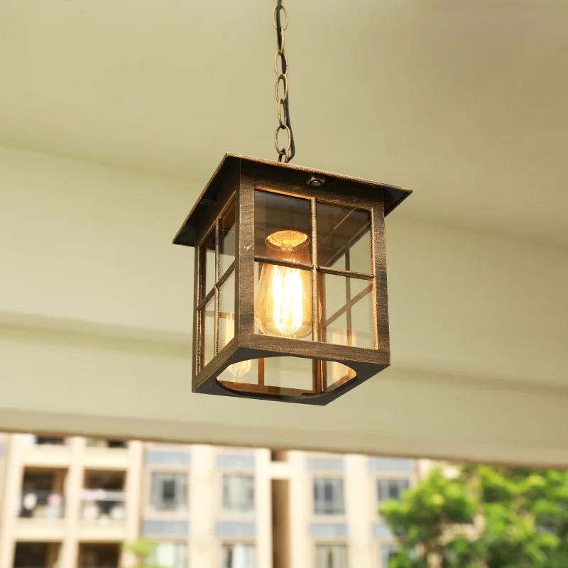 Outdoor Vintage Country Metal Loft Vintage Industrial Aluminum Glass Antique Waterproof Light Emitting Diode Outdoor Chandelier