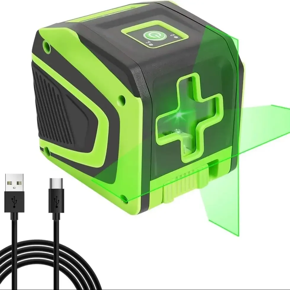 Super Deal Huepar Green Beam Cross Line Laser Level with Rechargeable Li-ion Battery 2 Lines Self-leveling Laser