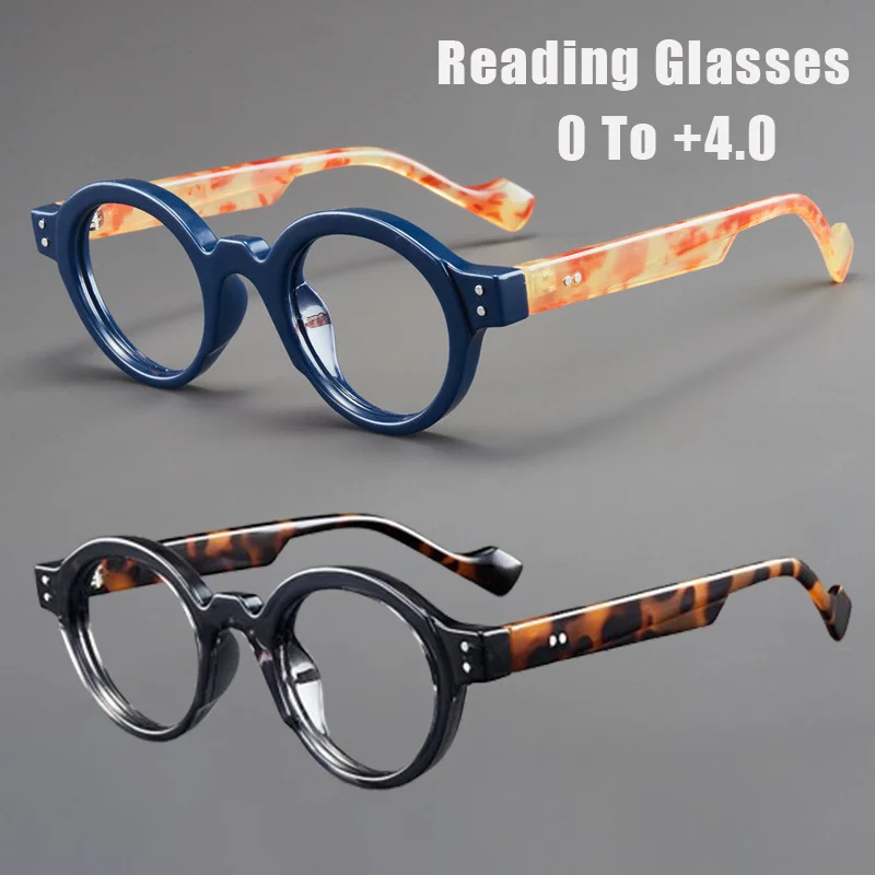 

Retro Round Frame Ultra-Light Reading Glasses Blue Light Blocking Glasses with Plus Diopters Classic Unisex Presbyopia Glasses