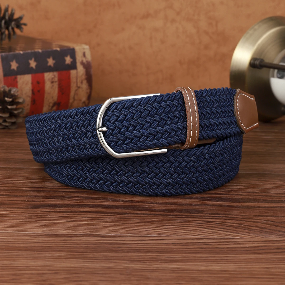 Custom Unisex Men's Casual Knitted Fabric Braided Elastic Elastic Belt Tactical Outdoor Sports Sports