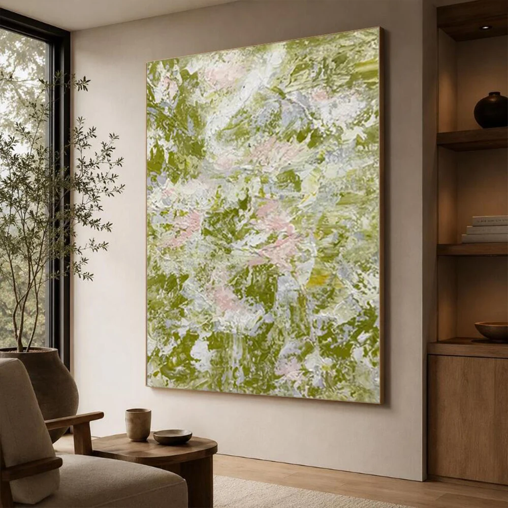 100% Handmade Abstract Oil Painting On Canvas Tropical Tengman Leaves Wall Art Picture Decor Home Living Room Mural Unique Gift