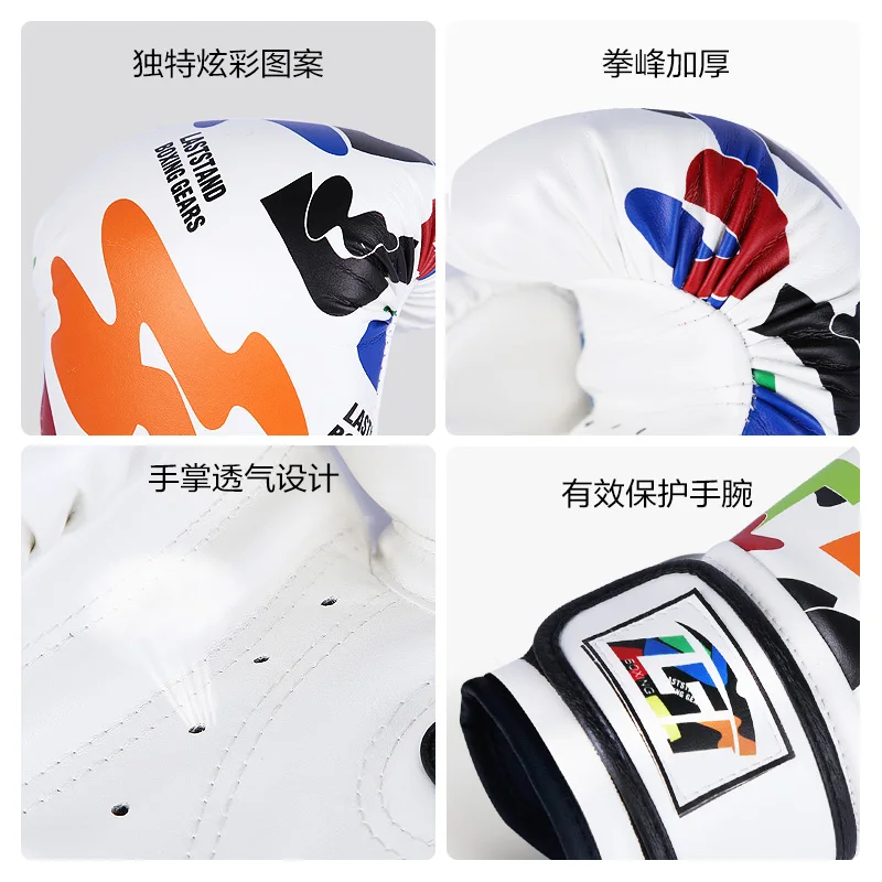 Rękawice bokserskie ze skóry PU Muay Thai rękawice Sanda walki sparing worek treningowy rękawiczki MMA Kick rękawice bokserskie Kids Guantes De Box