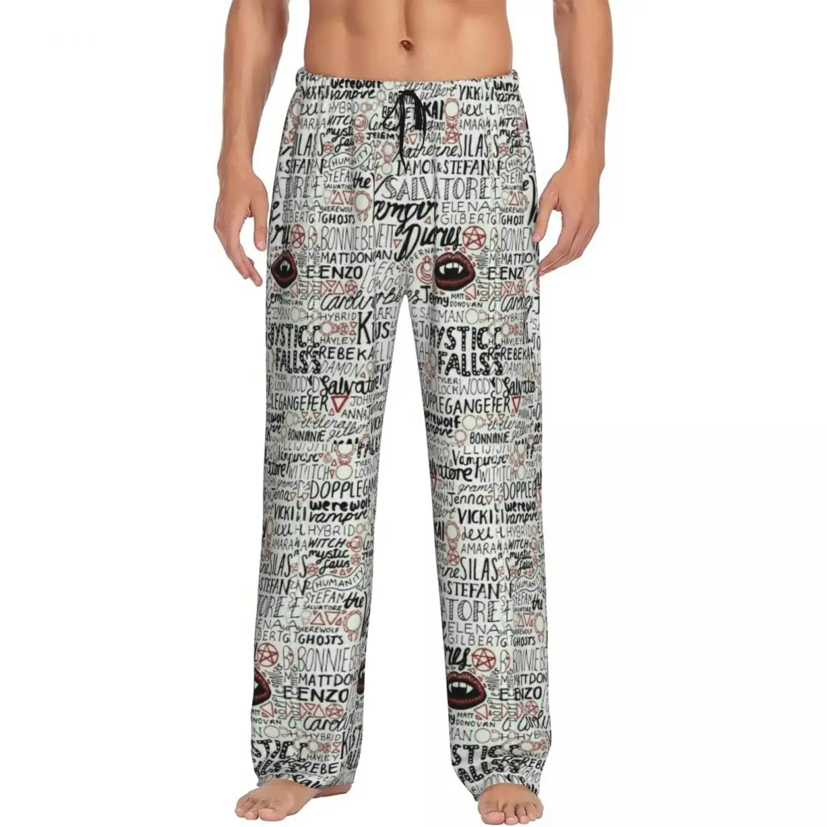 مخصص يوميات مصاص الدماء بيجامة السراويل الرجال ملابس خاصة صالة النوم قيعان تمتد مع جيوب