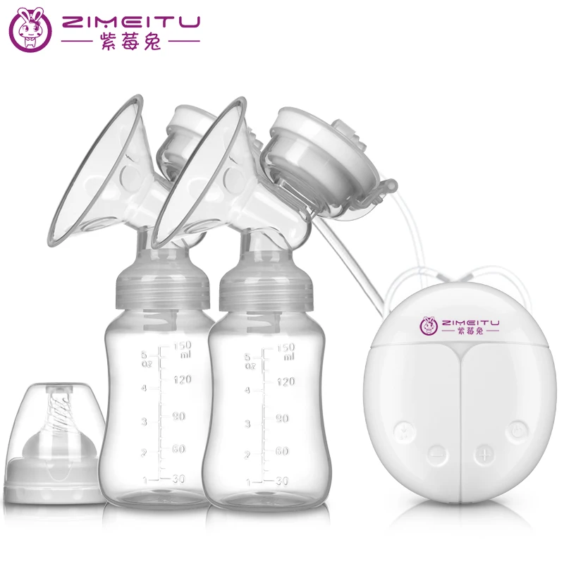 Double Electric Breast Pumps Powerful Nipple Suction USB Electric Breast Pump with Baby Milk Bottle Cold Heat Pad Nipple