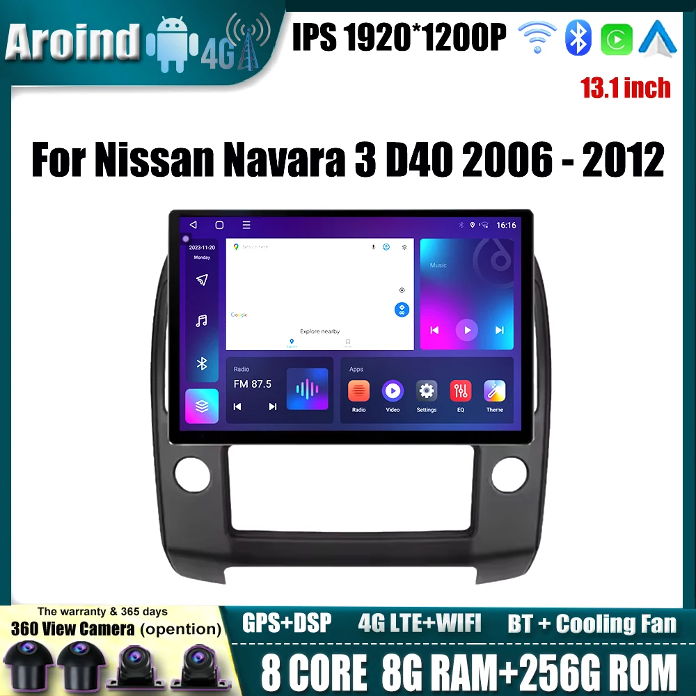 

13.1inch Car Radio For Nissan Navara 3 D40 2006 - 2012 Multimedia Player Android Auto Wireless Carplay GPS Navigation BT Tools