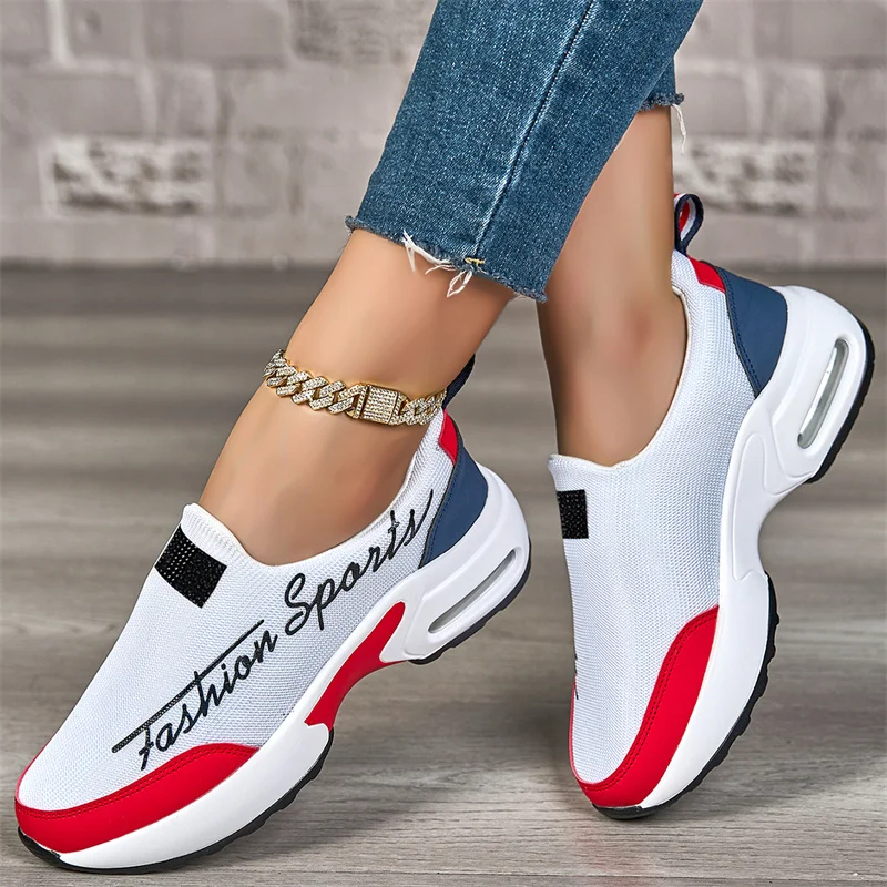 New plus-size women's casual sports shoes thick soles breathable vulcanized women's light running shoes sneakers