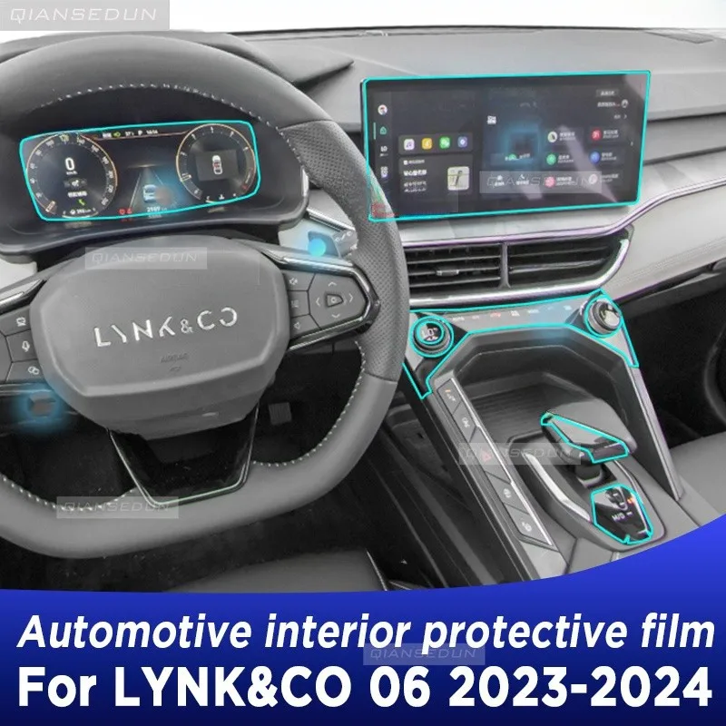 

For LYNK&CO 06 2023 2024 LYNK CO Gearbox Panel Dashboard Navigation Automotive Interior Protective Film TPU Anti-Scratch Sticker