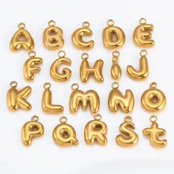 3Pcs Bubble Letter Charms Fadeless Gold Color PVD Plated Balloon Alphabet A-Z Pedant DIY Initial Necklaces Women Jewelry Making
