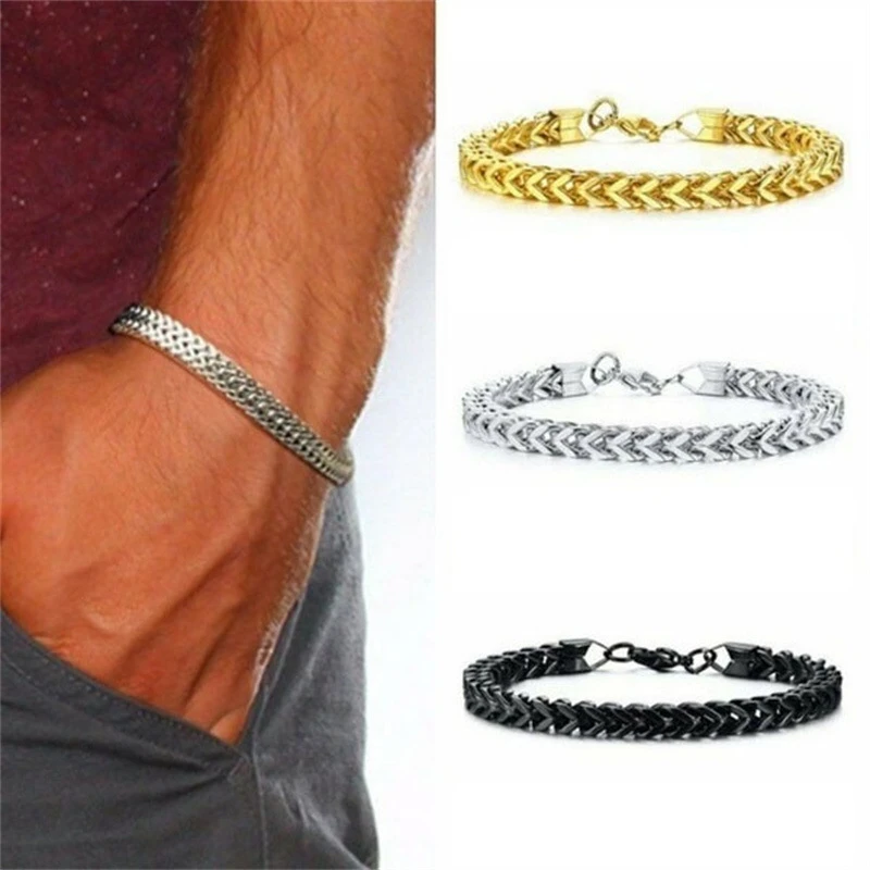 Fashion Stainless Steel Whip Chain Bracelet Personalized Simple Men\'s Hip Hop Casual Titanium Steel Jewelry Gift for Friends