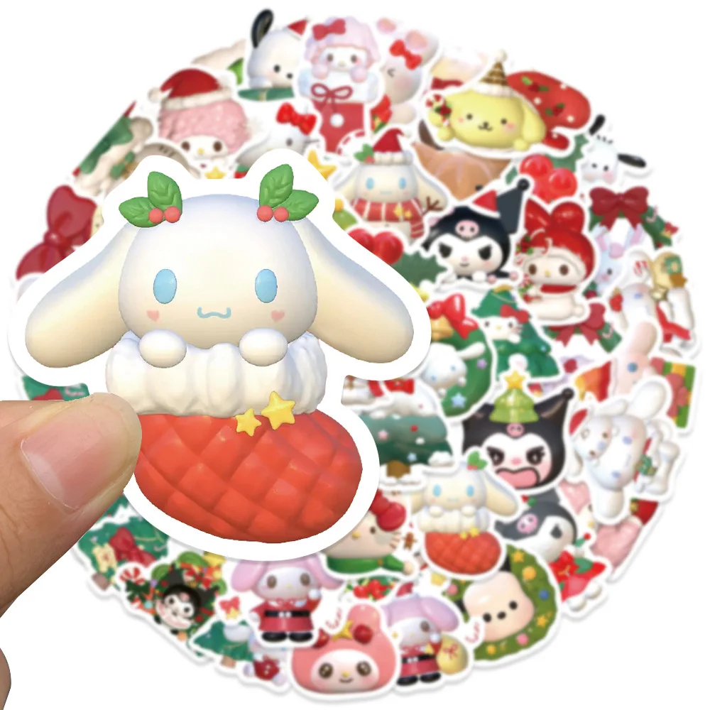 10/30/62PCS Christmas Kawaii 3D Sanrio Kuromi Hello Kitty Sticker Cartoon Cute Graffiti DIY Scrapbook Waterproof Decal Kids Toy