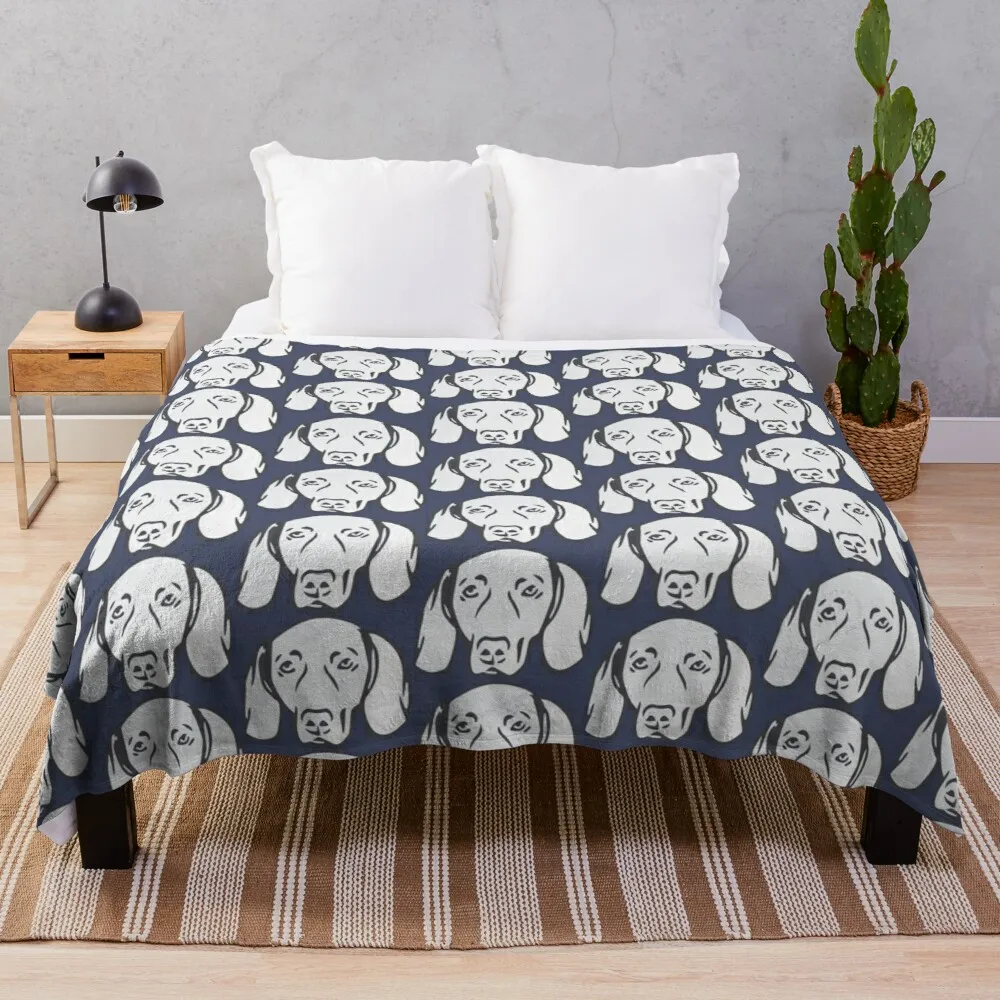 

Weimaraner face - sweet Weimaraner puppy in gray and blue - Weimaraner gifts Throw Blanket Hairy Blankets