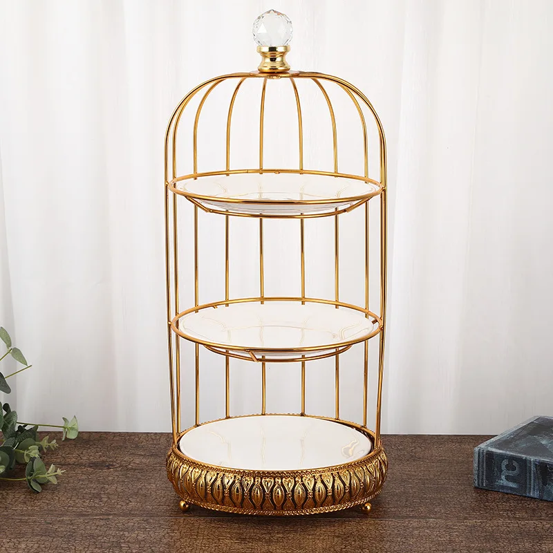 

European two/three-layer fruit plate creative living room cake rack afternoon tea dessert table candy snack tray