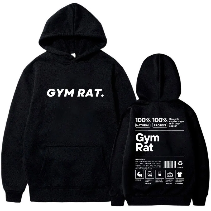 

Gym Rat Muscle Mommy Letter Print Sweatshirt Men Women 2024 Funny Bodybuilding Sportswear Hoodies Winter Fleece Hooded Pullover