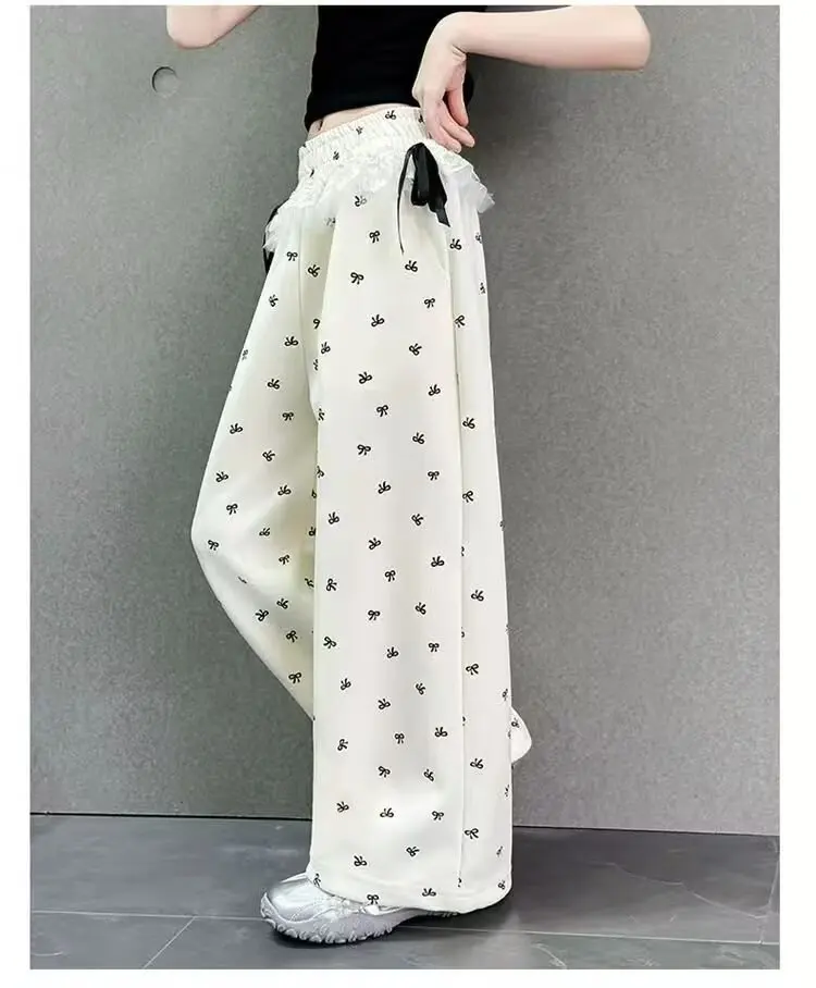 UNITIM Frühlingshosen mit Schleife für Mädchen, bedruckte Wide-Leg-Hosen für Teenager-Mädchen, lockere Kinderhosen, Freizeithosen für Kinder, 5–14 Jahre – Detail 18