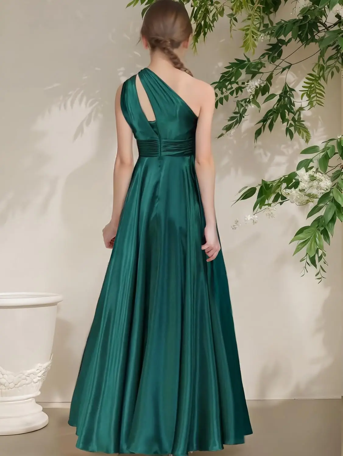 فساتين وصيفة الشرف للصغار بكتف واحد مع فتحة من الساتان فستان فتاة الزهور للفتيات فستان زفاف الضيوف