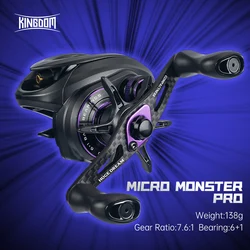 KINGDOM Baitcasting Fishing Reel Micro Monster Pro 7.6:1 4.6kg Max Drag 138g Ultralight Carbon Material Fishing Baitcaster Reel
