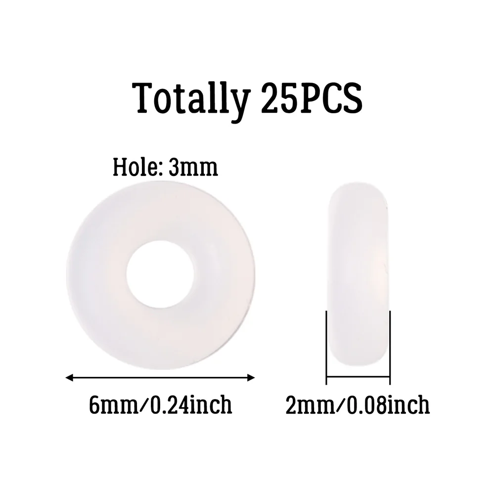 25pcs 6mm Clear Rubber O-Ring Stopper Beads Spacer Bead for European Charm Bracelets Necklaces Making Findings