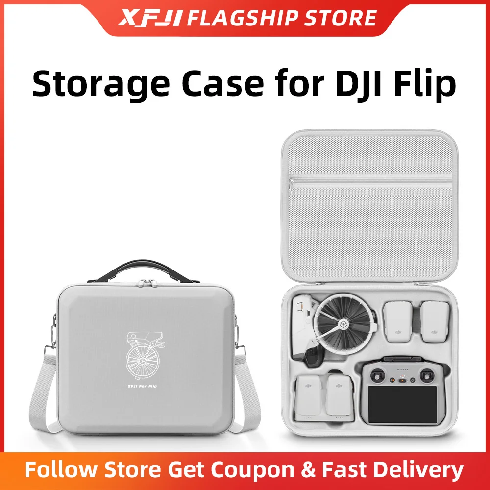 Sac à bandoulière XFJI pour DJI Flip RC 2/RC-N3, étui de rangement, sac à main, contrôleur, boîte de transport rigide en cuir PU, accessoires pour drones