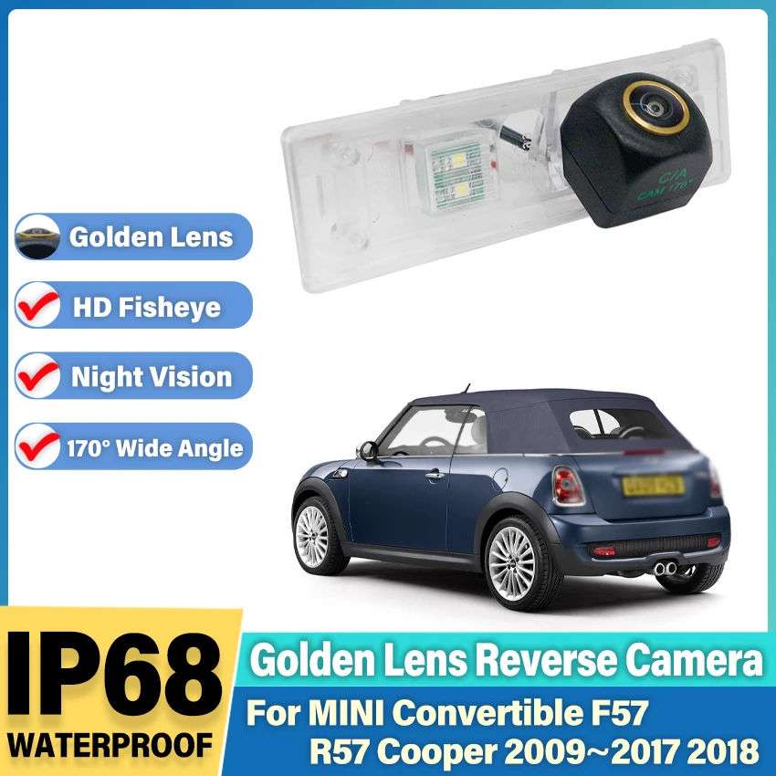 HD Rear Camera For MINI Convertible F57 R57 Cooper 2009~2018 Night vision Backup Reversing Camera License plate Camera Golden