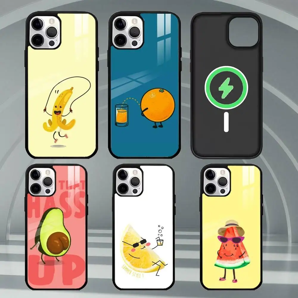 

Funny Summer Fruit Phone Case For iPhone17,16,15,14,13,12,11 Plus,Pro Max Magnetic For Magsafe Wireless Charging